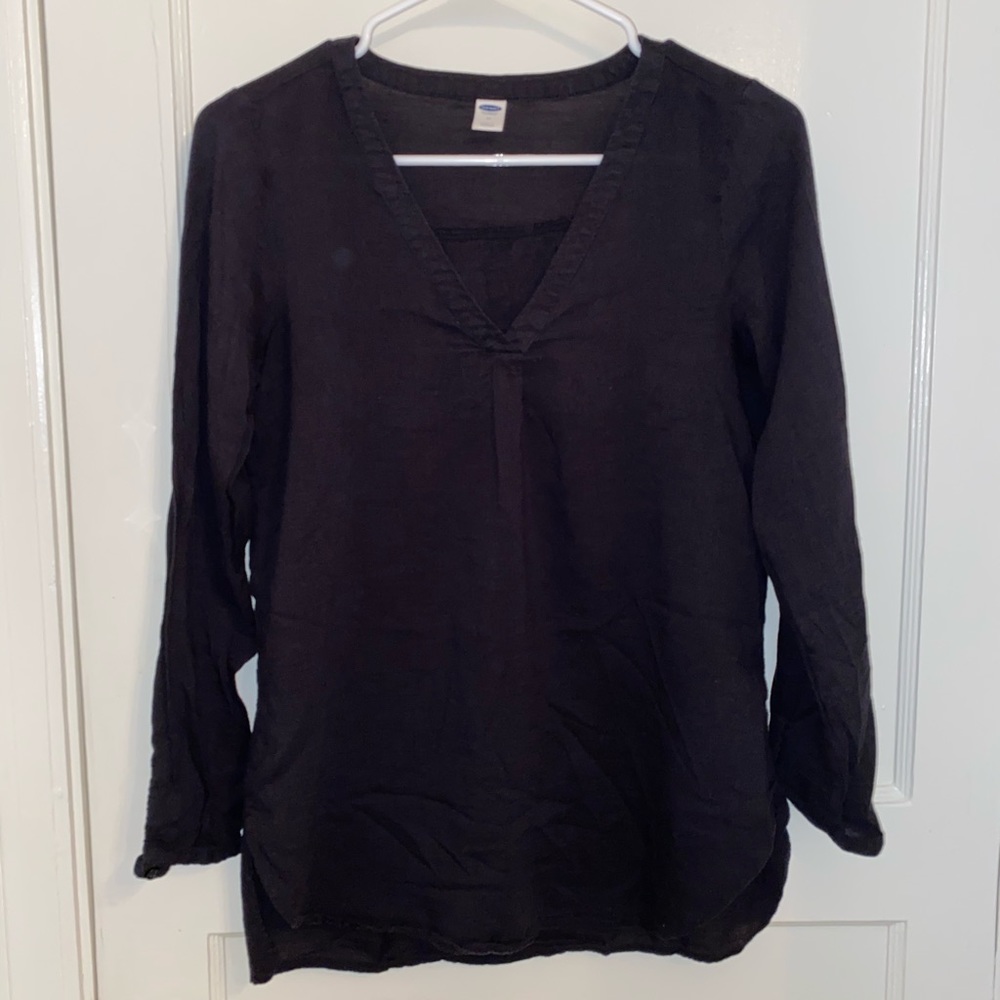 Black linen blend 3/4ths length long sleeve
